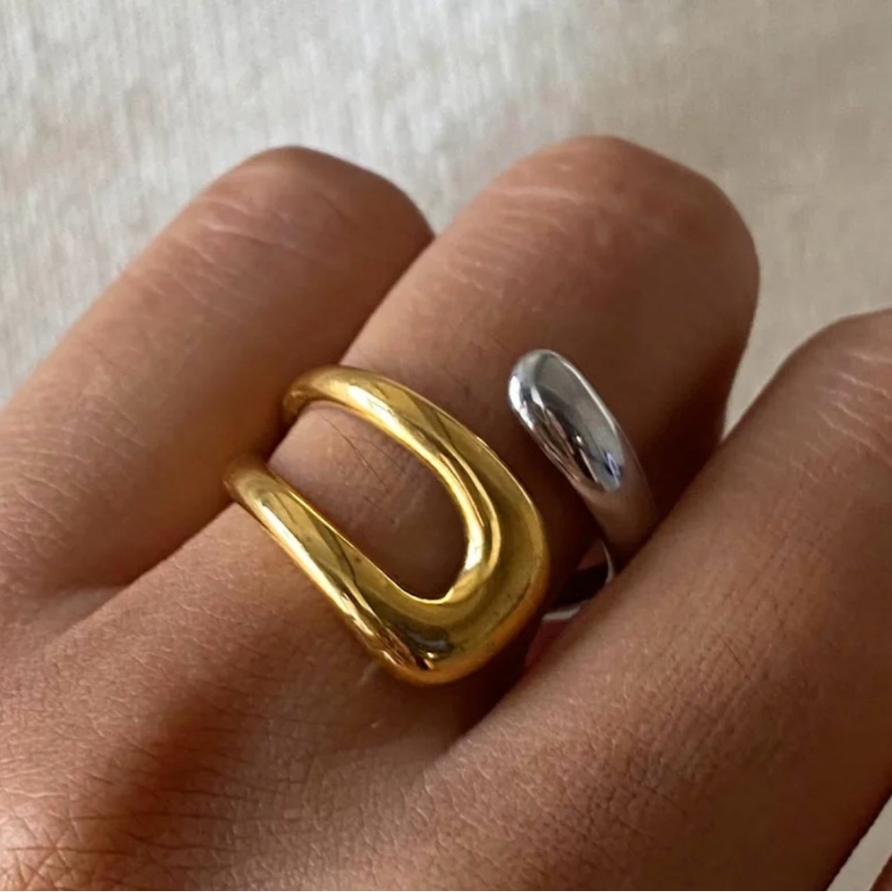 Two Tone Sculptural Open Ring |